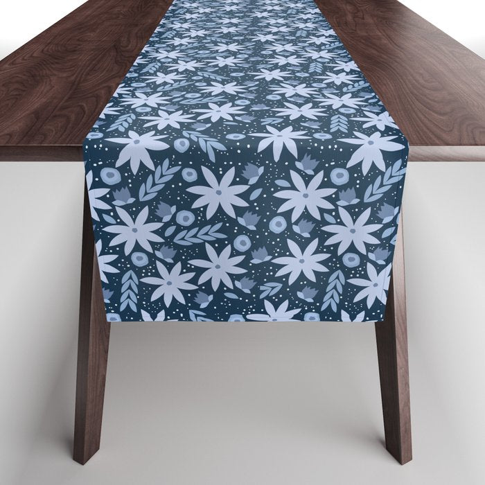 Monochromatic winter flowers Table Runner Gallery Image 1