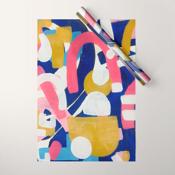 Graffiti Colorful Funky Acrylic Painting Pink Blue Yellow Patterns Shapes by Ejaaz Haniff Wrapping Paper Gallery Image 1
