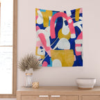 Graffiti Colorful Funky Acrylic Painting Pink Blue Yellow Patterns Shapes by Ejaaz Haniff Wall Tapestry Gallery Image 2
