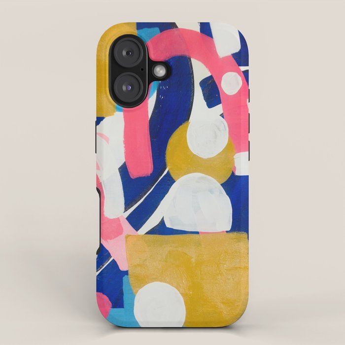 Graffiti Colorful Funky Acrylic Painting Pink Blue Yellow Patterns Shapes by Ejaaz Haniff iPhone Case Gallery Image 1