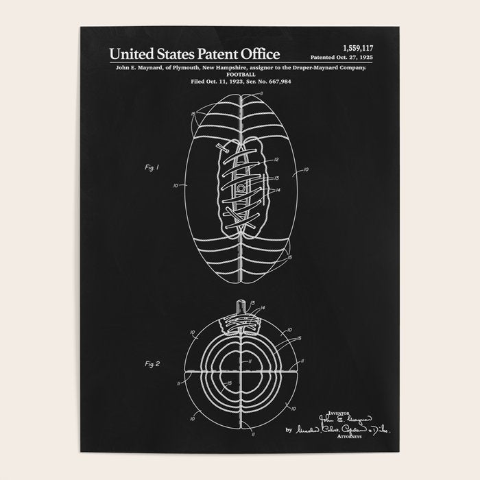Football Patent - Black Poster Gallery Image 4