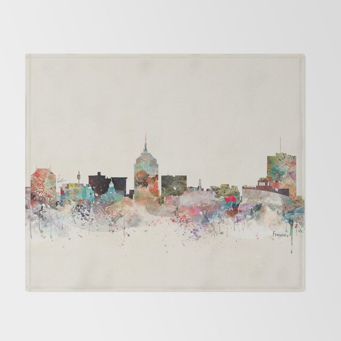 fresno skyline Throw Blanket Gallery Image 2