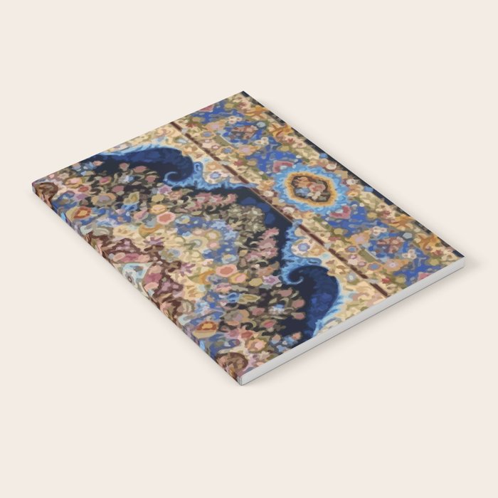 Antique Vintage Persian Rug Abstract Floral Pattern in Taupe Burgundy Navy Notebook Gallery Image 1