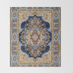 Antique Vintage Persian Rug Abstract Floral Pattern in Taupe Burgundy Navy Throw Blanket Gallery Image 2