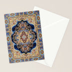 Antique Vintage Persian Rug Abstract Floral Pattern in Taupe Burgundy Navy Stationery Card Gallery Image 2