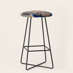 Antique Vintage Persian Rug Abstract Floral Pattern in Taupe Burgundy Navy Stool Gallery Image 1