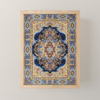 Antique Vintage Persian Rug Abstract Floral Pattern in Taupe Burgundy Navy Mini Art Print Gallery Image 1