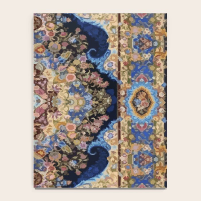 Antique Vintage Persian Rug Abstract Floral Pattern in Taupe Burgundy Navy Notebook Gallery Image 4