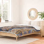 Antique Vintage Persian Rug Abstract Floral Pattern in Taupe Burgundy Navy Duvet Cover Gallery Image 2