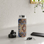 Antique Vintage Persian Rug Abstract Floral Pattern in Taupe Burgundy Navy Water Bottle Gallery Image 4