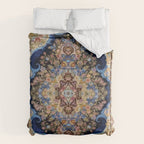 Antique Vintage Persian Rug Abstract Floral Pattern in Taupe Burgundy Navy Duvet Cover Gallery Image 6