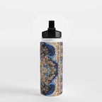 Antique Vintage Persian Rug Abstract Floral Pattern in Taupe Burgundy Navy Water Bottle Gallery Image 2
