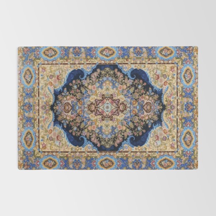 Antique Vintage Persian Rug Abstract Floral Pattern in Taupe Burgundy Navy Rug Gallery Image 2