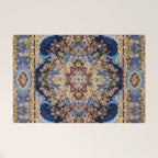 Antique Vintage Persian Rug Abstract Floral Pattern in Taupe Burgundy Navy Welcome Mat Gallery Image 1