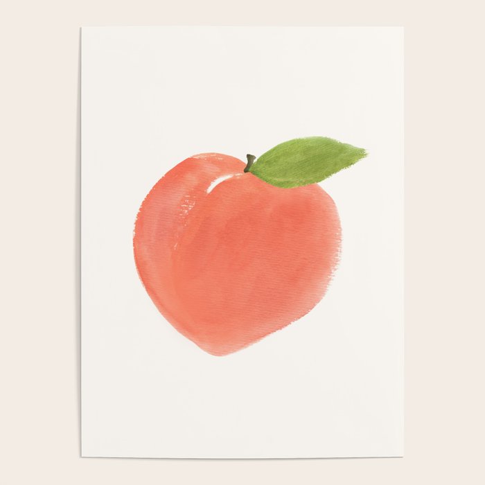 Peach - Fruit Watercolor Painting Poster Gallery Image 1