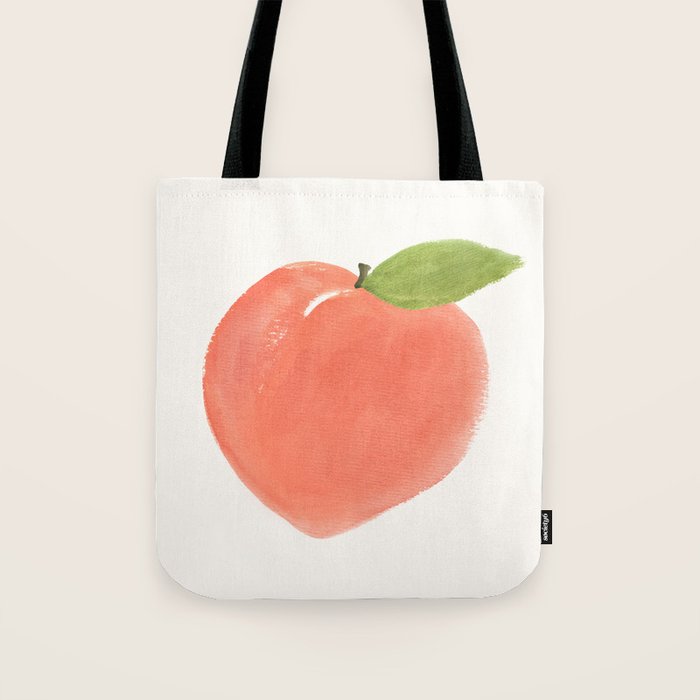 Peach - Fruit Watercolor Painting Tote Bag Gallery Image 1