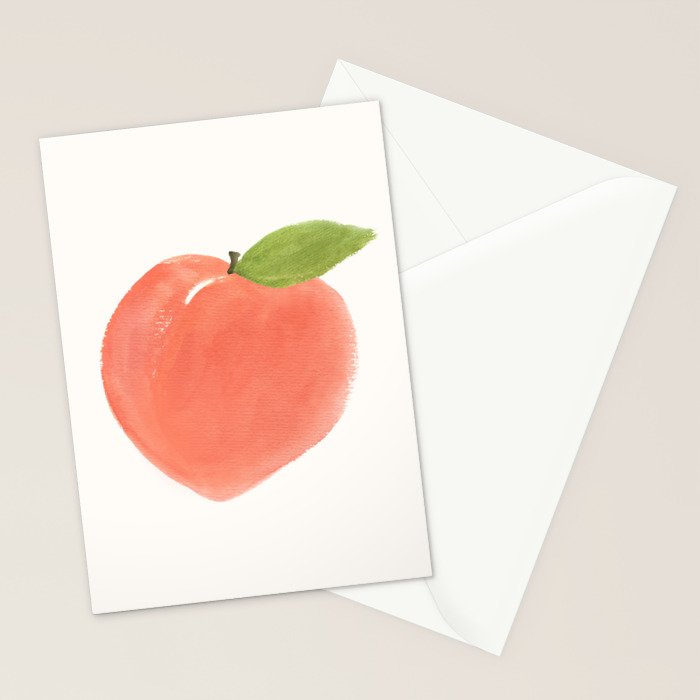 Peach - Fruit Watercolor Painting Stationery Card Gallery Image 2