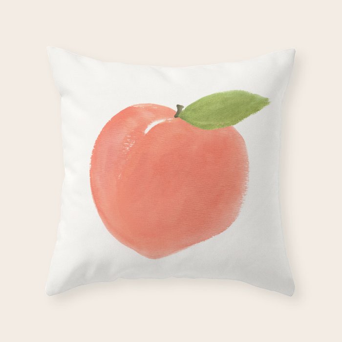 Peach - Fruit Watercolor Painting Throw Pillow Gallery Image 6