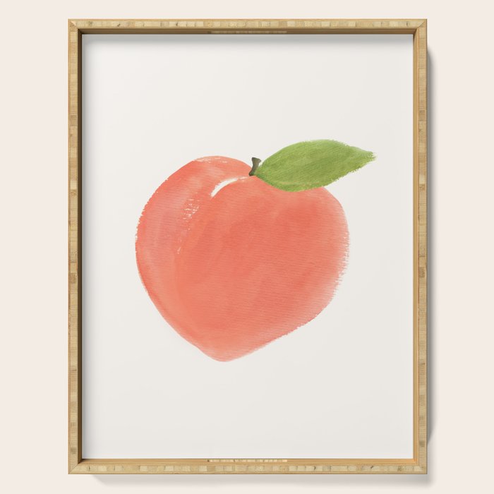Peach - Fruit Watercolor Painting Serving Tray Gallery Image 1
