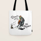 "Don't Call Me Honey" Cowgirl On Horseback Shooting a Rattlesnake Tote Bag Gallery Image 1