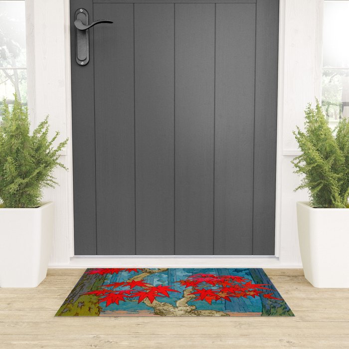 Nishigi's Goddess - Nature Ukiyo Landscape in Red, Green & Blue Welcome Mat Gallery Image 3