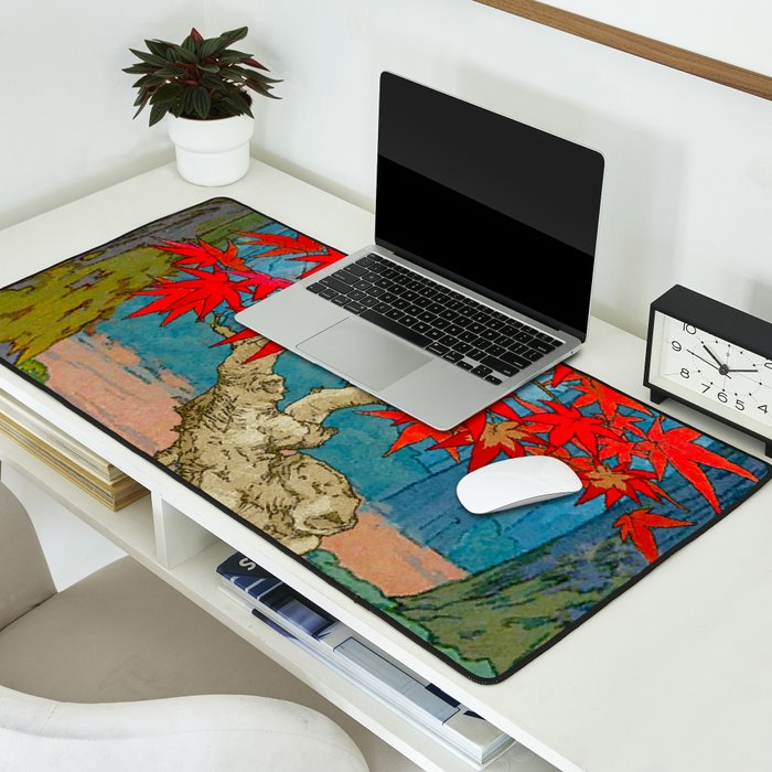 Nishigi's Goddess - Nature Ukiyo Landscape in Red, Green & Blue Desk Mat Gallery Image 2