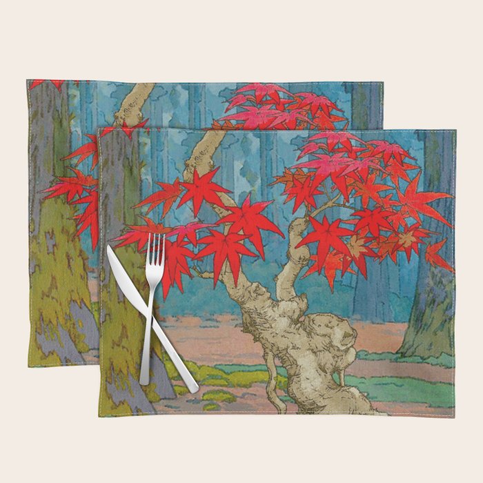 Nishigi's Goddess - Nature Ukiyo Landscape in Red, Green & Blue Placemat Gallery Image 1