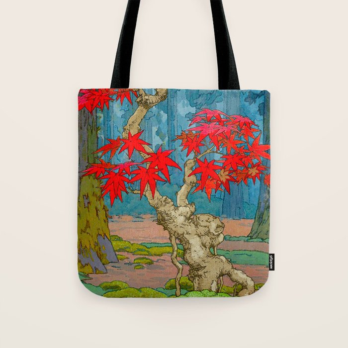 Nishigi's Goddess - Nature Ukiyo Landscape in Red, Green & Blue Tote Bag Gallery Image 1
