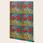 Nishigi's Goddess - Nature Ukiyo Landscape in Red, Green & Blue Wallpaper Gallery Image 2