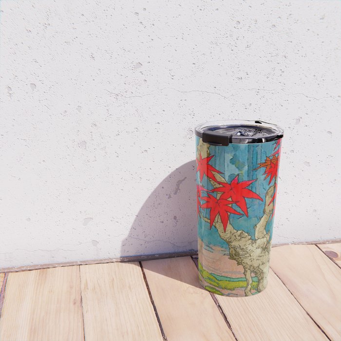 Nishigi's Goddess - Nature Ukiyo Landscape in Red, Green & Blue Travel Mug Gallery Image 4