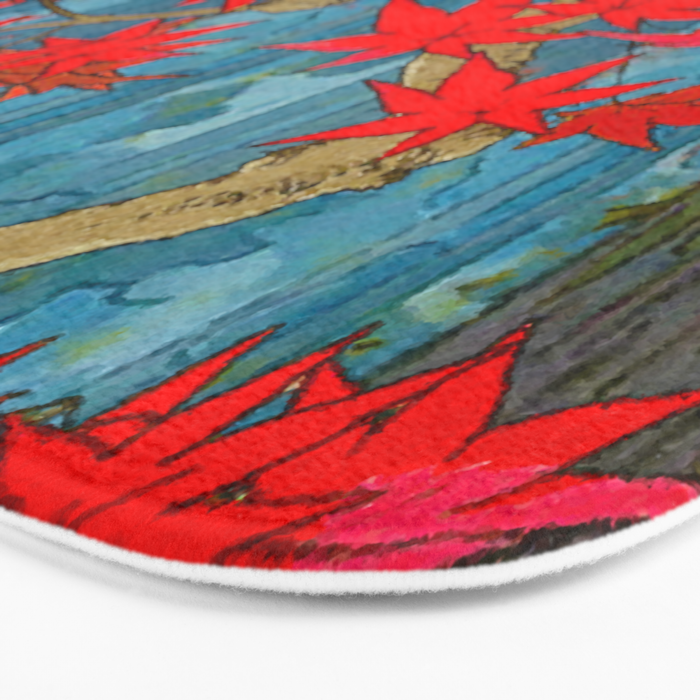Nishigi's Goddess - Nature Ukiyo Landscape in Red, Green & Blue Bath Mat Gallery Image 3