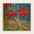 Nishigi's Goddess - Nature Ukiyo Landscape in Red, Green & Blue Wood Wall Art Gallery Image 1