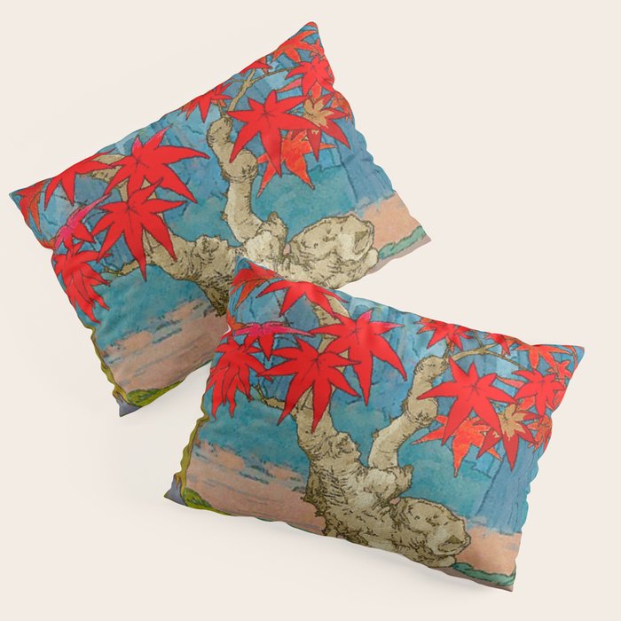 Nishigi's Goddess - Nature Ukiyo Landscape in Red, Green & Blue Pillow Sham Gallery Image 3