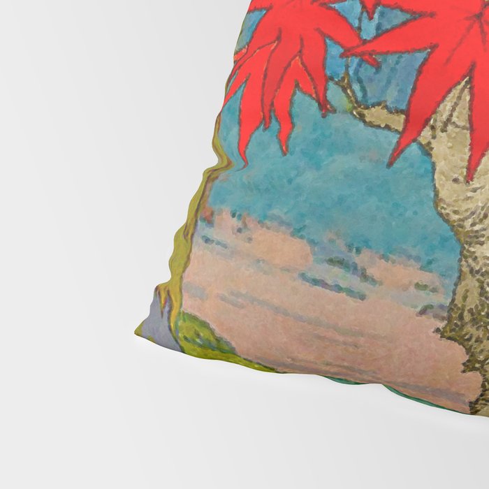 Nishigi's Goddess - Nature Ukiyo Landscape in Red, Green & Blue Pillow Sham Gallery Image 4