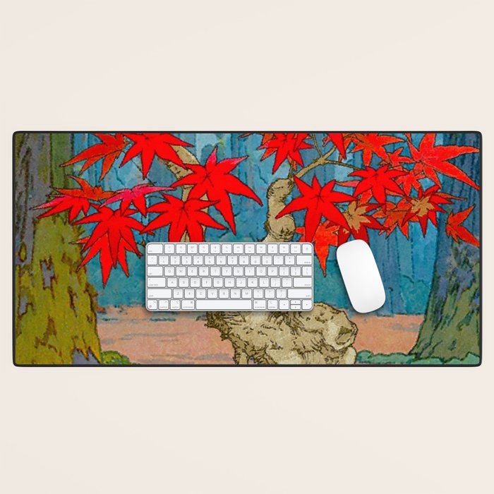 Nishigi's Goddess - Nature Ukiyo Landscape in Red, Green & Blue Desk Mat Gallery Image 1