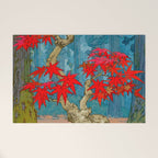 Nishigi's Goddess - Nature Ukiyo Landscape in Red, Green & Blue Welcome Mat Gallery Image 1