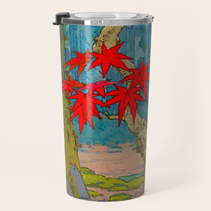 Nishigi's Goddess - Nature Ukiyo Landscape in Red, Green & Blue Travel Mug Gallery Image 3