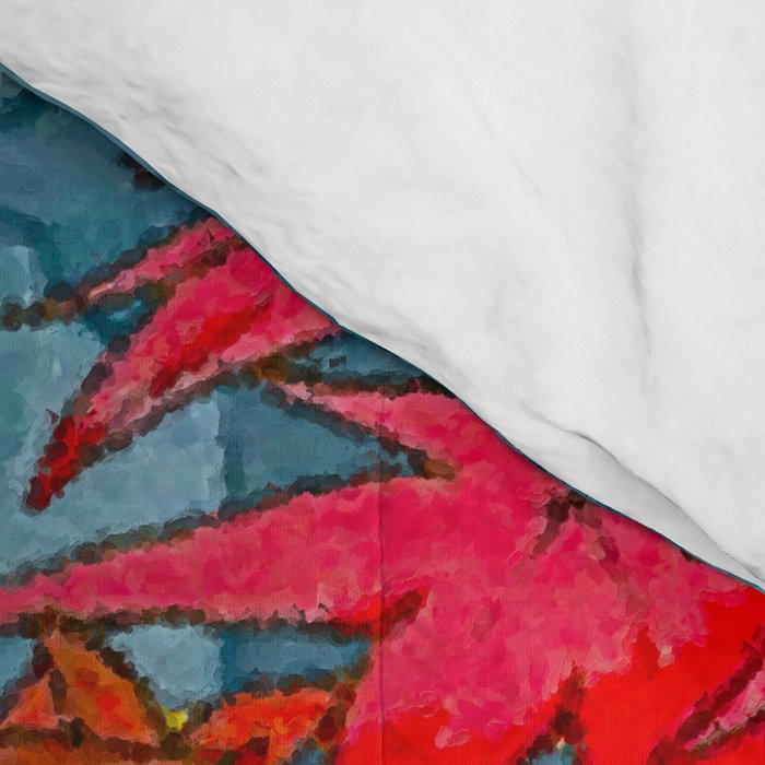 Nishigi's Goddess - Nature Ukiyo Landscape in Red, Green & Blue Comforter Gallery Image 4