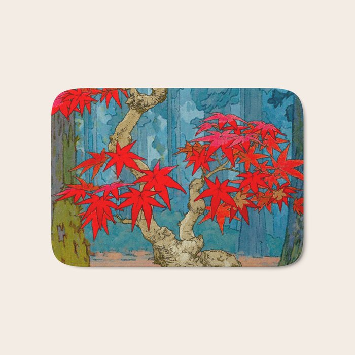 Nishigi's Goddess - Nature Ukiyo Landscape in Red, Green & Blue Bath Mat Gallery Image 1