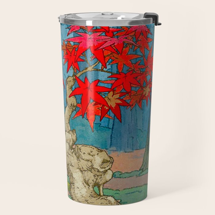 Nishigi's Goddess - Nature Ukiyo Landscape in Red, Green & Blue Travel Mug Gallery Image 2