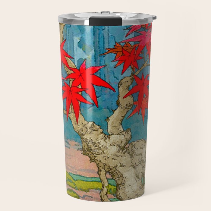 Nishigi's Goddess - Nature Ukiyo Landscape in Red, Green & Blue Travel Mug Gallery Image 1