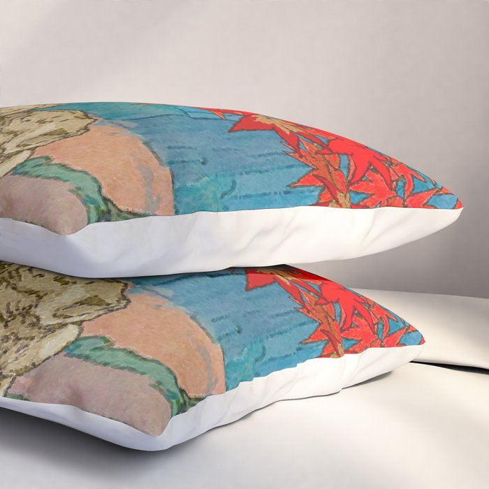 Nishigi's Goddess - Nature Ukiyo Landscape in Red, Green & Blue Pillow Sham Gallery Image 3