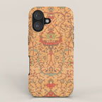 Flowery Vines V // 16th Century Contemporary Red Blue Yellow Colorful Ornate Accent Rug Pattern iPhone Case Gallery Image 1