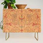 Flowery Vines V // 16th Century Contemporary Red Blue Yellow Colorful Ornate Accent Rug Pattern Credenza Gallery Image 1