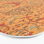 Flowery Vines V // 16th Century Contemporary Red Blue Yellow Colorful Ornate Accent Rug Pattern Bath Mat Gallery Image 3