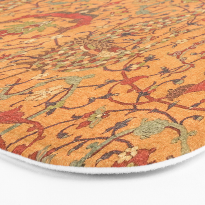 Flowery Vines V // 16th Century Contemporary Red Blue Yellow Colorful Ornate Accent Rug Pattern Bath Mat Gallery Image 3