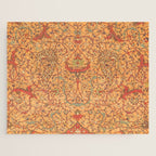 Flowery Vines V // 16th Century Contemporary Red Blue Yellow Colorful Ornate Accent Rug Pattern Jigsaw Puzzle Gallery Image 1
