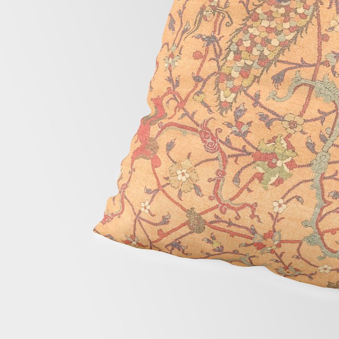 Flowery Vines V // 16th Century Contemporary Red Blue Yellow Colorful Ornate Accent Rug Pattern Pillow Sham Gallery Image 4