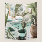 Travel Photography Art Print | Tropical Plant Leaves In Marrakech Photo | Green Pool Interior Design Wall Tapestry Gallery Image 4