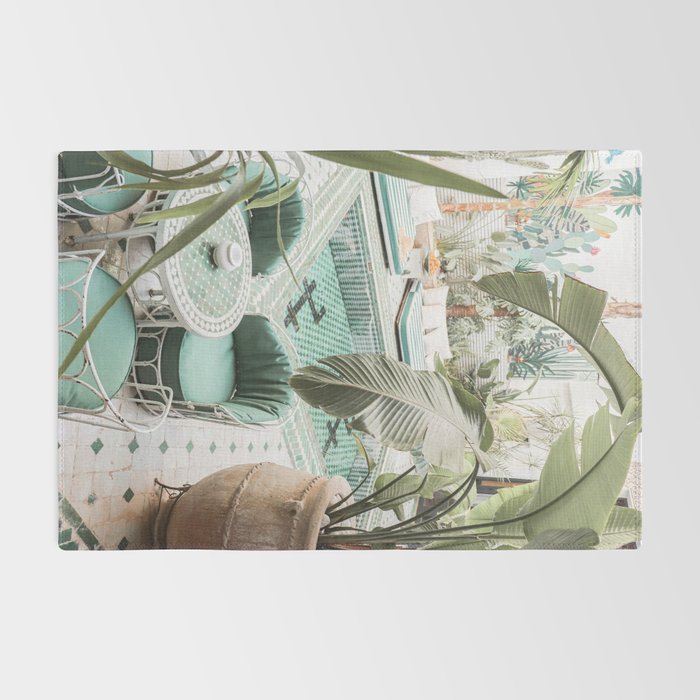 Travel Photography Art Print | Tropical Plant Leaves In Marrakech Photo | Green Pool Interior Design Rug Gallery Image 2